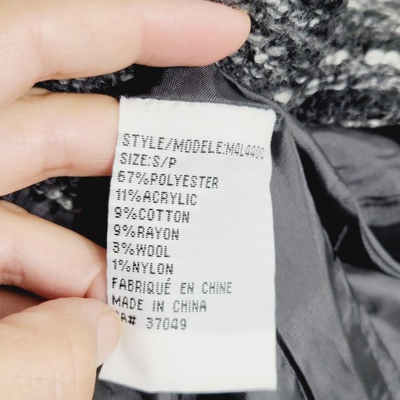 Marble Women's Black White Blazer Wool Cotton Blend Business Casual Size Small - Picture 7 of 8